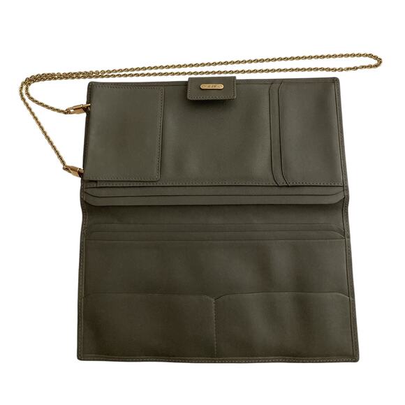 Vtg Womens Large SAS Faux Leather Travel Wallet Crossbody Purse Green Gray NOS - Picture 5 of 14